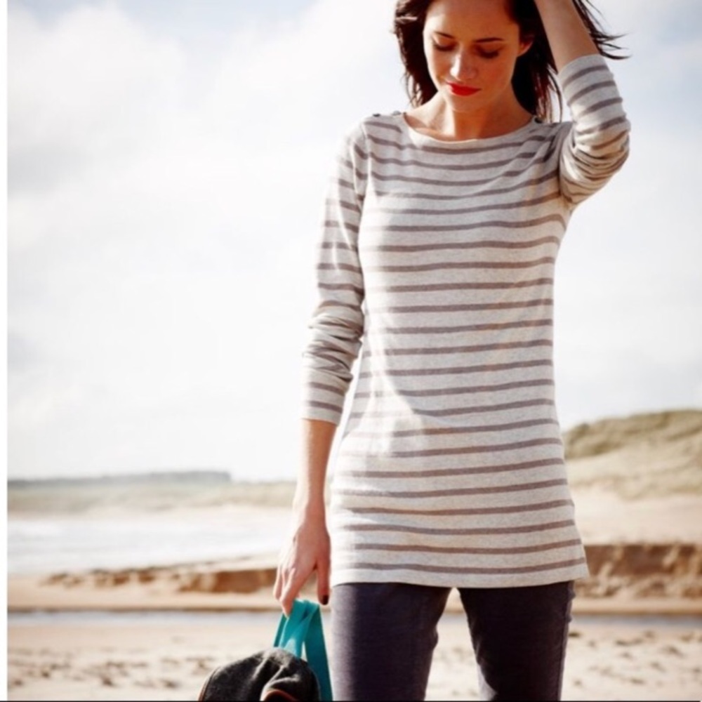 Boden striped tunic top shirt sz 6 red brown pink